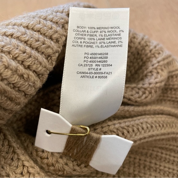 ARITZIA WILFRED Camel/ Tan Ribbed V-neck Sweater - Picture 6 of 8